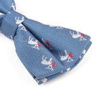 Men's Christmas Elk Light Blue Xmas Festival Bow Tie