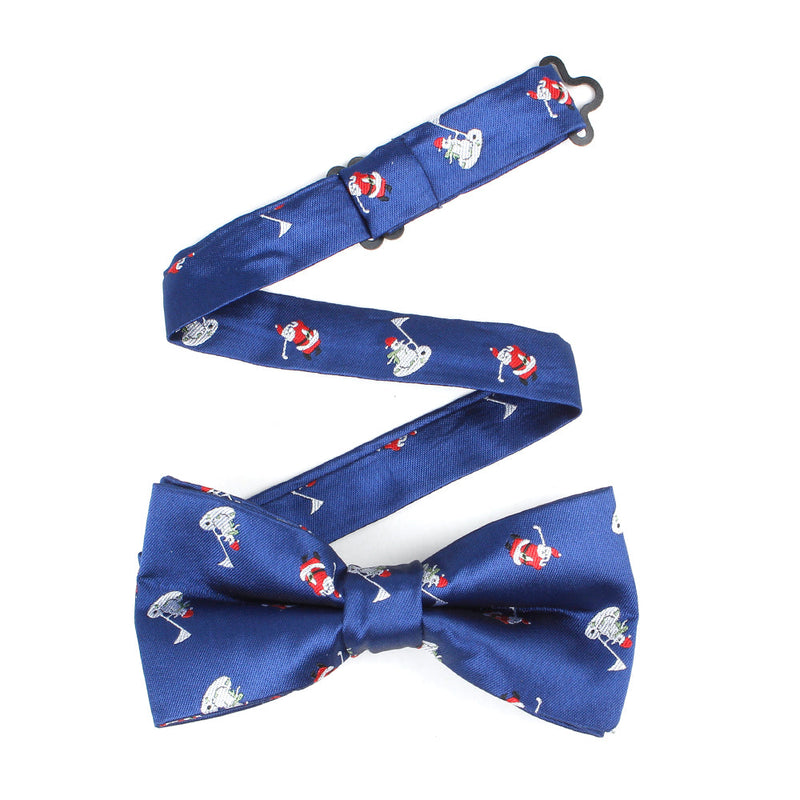 Men's Santa and Snowman Xmas Blue Christmas Bow Tie