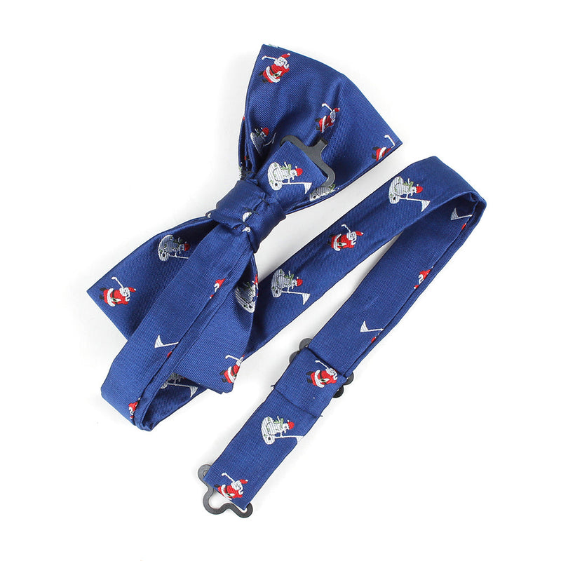 Men's Santa and Snowman Xmas Blue Christmas Bow Tie