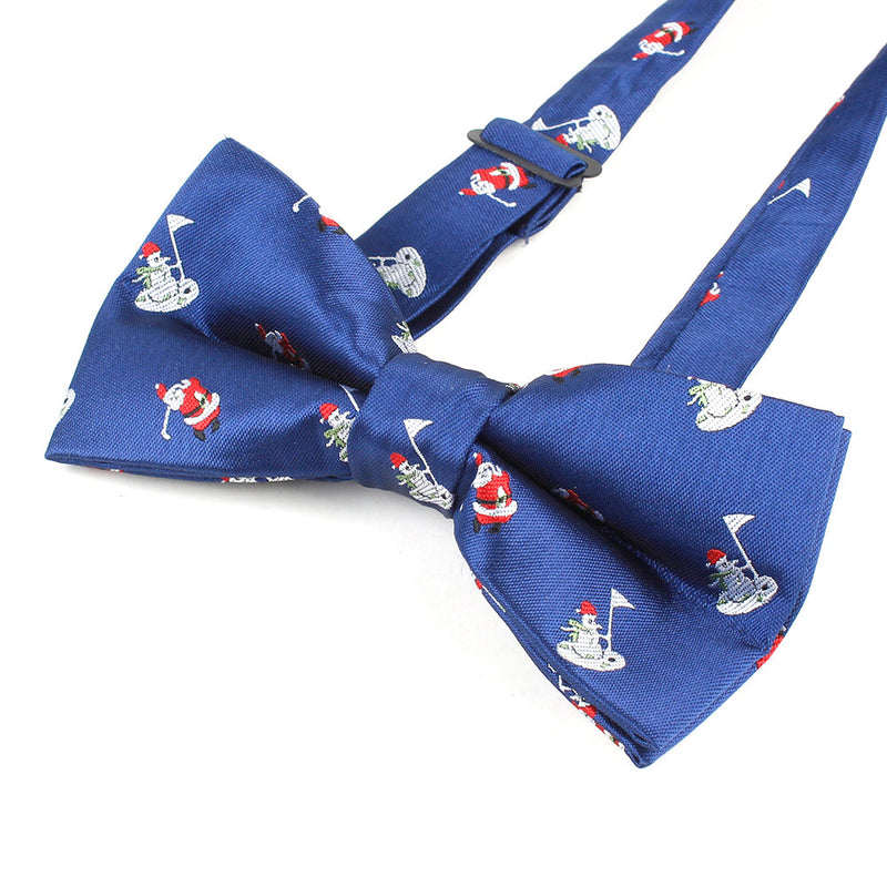 Men's Santa and Snowman Xmas Blue Christmas Bow Tie