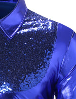 Men's Button Up Luxury Shiny Tuxedo Party Costume Long Sleeve Dress Shirt