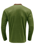 Men's Henry Collar Solid Color Long Sleeve Casual T-Shirt