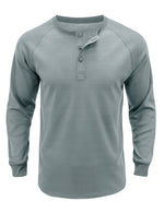 Men's  Solid Color Henry Collar Long Sleeve Casual T-Shirt