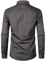 Men's Long Sleeve Lapel Pocket Cotton Army Outdoor Casual Shirt