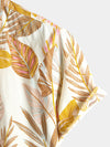 Men's Tropical Leaves Print Short Sleeve Shirt