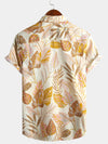 Men's Tropical Leaves Print Short Sleeve Shirt