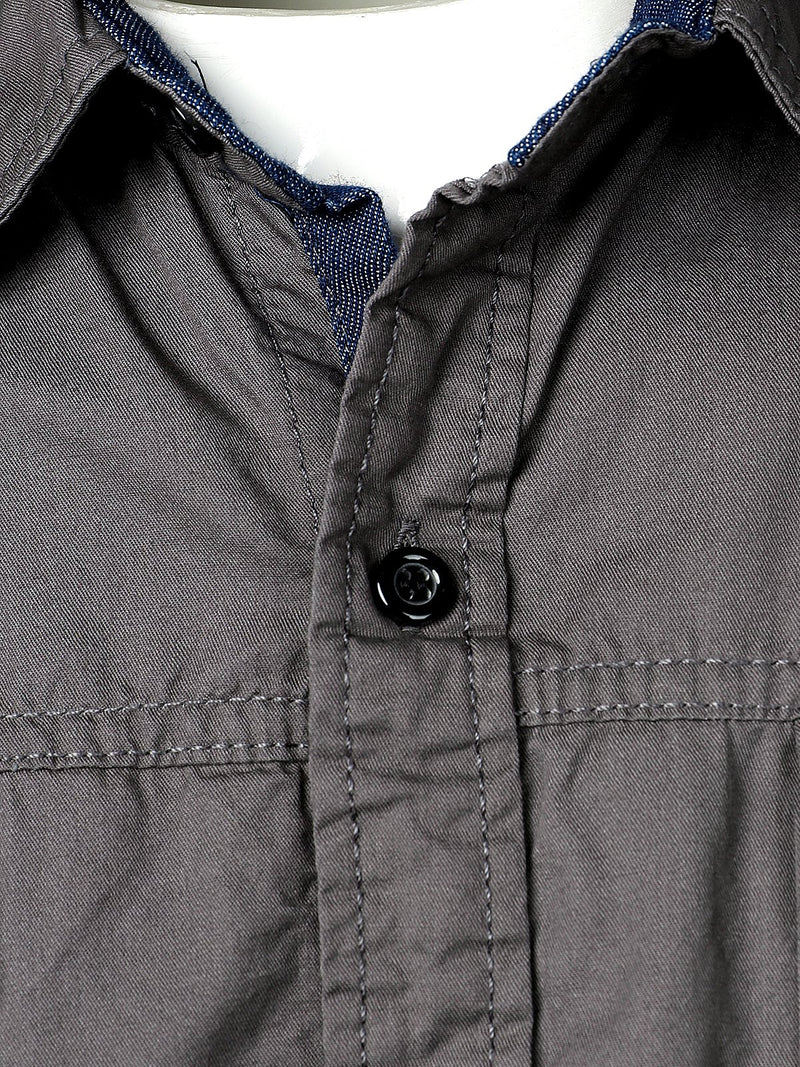 Men's Long Sleeve Lapel Pocket Cotton Army Outdoor Casual Shirt