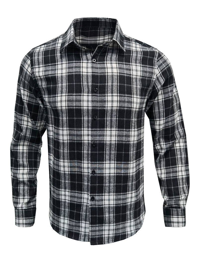 Men's Classic Plaid Vintage Button Up  Long Sleeve Shirt