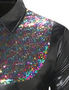Men's Button Up Luxury Shiny Tuxedo Party Costume Long Sleeve Dress Shirt