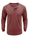 Men's  Solid Color Henry Collar Long Sleeve Casual T-Shirt