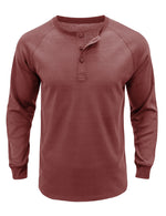 Men's  Solid Color Henry Collar Long Sleeve Casual T-Shirt