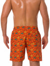 Men's Summer Fun Dinosaur Print Orange Beach Shorts Swimming Trunks