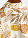 Men's Tropical Leaves Print Short Sleeve Shirt