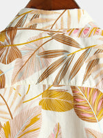 Men's Tropical Leaves Print Short Sleeve Shirt