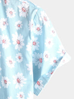 Men's Floral Daisy Print Tropical Hawaiian Cotton Flower Shirt