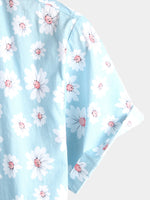 Men's Floral Daisy Print Tropical Hawaiian Cotton Flower Shirt