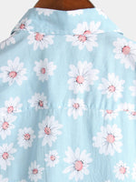 Men's Floral Daisy Print Tropical Hawaiian Cotton Flower Shirt