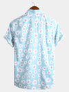 Men's Floral Daisy Print Tropical Hawaiian Cotton Flower Shirt