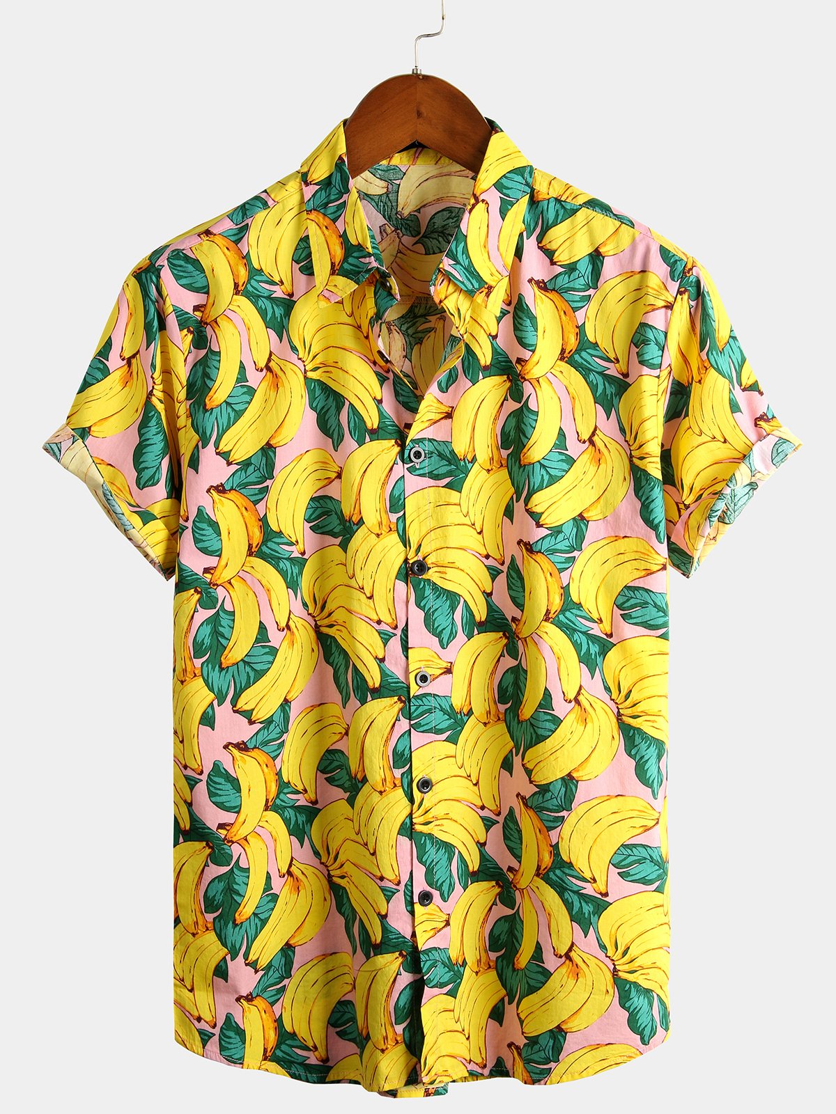 Men's Banana Cotton Fruit Print Tropical Hawaiian Shirt