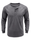 Men's  Solid Color Henry Collar Long Sleeve Casual T-Shirt