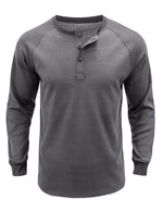 Men's  Solid Color Henry Collar Long Sleeve Casual T-Shirt