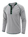 Men's Henry Collar Casual  Solid Color Long Sleeve T-Shirt