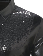 Men's Luxury Shiny Button Up Tuxedo Costume Long Sleeve Party Dress Shirt