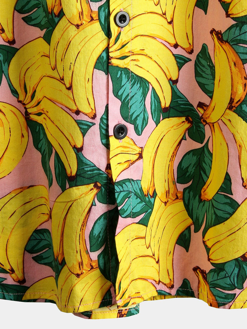 Men's Banana Cotton Fruit Print Tropical Hawaiian Shirt