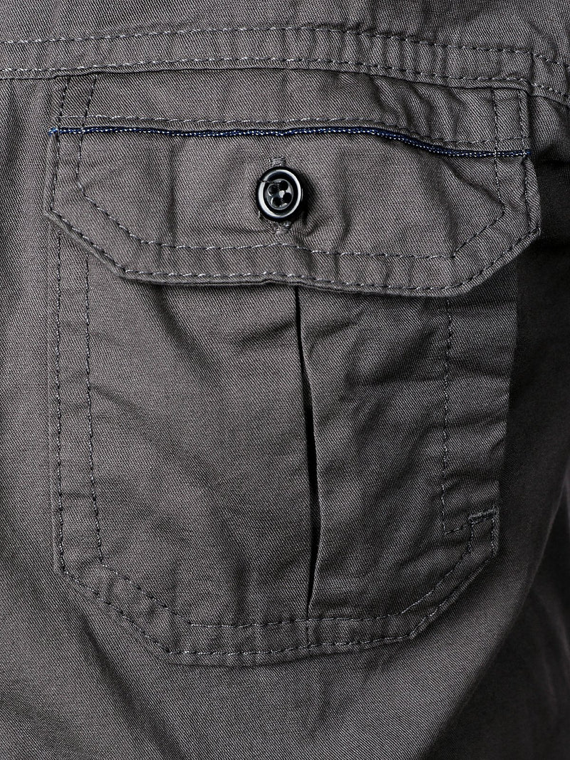 Men's Long Sleeve Lapel Pocket Cotton Army Outdoor Casual Shirt