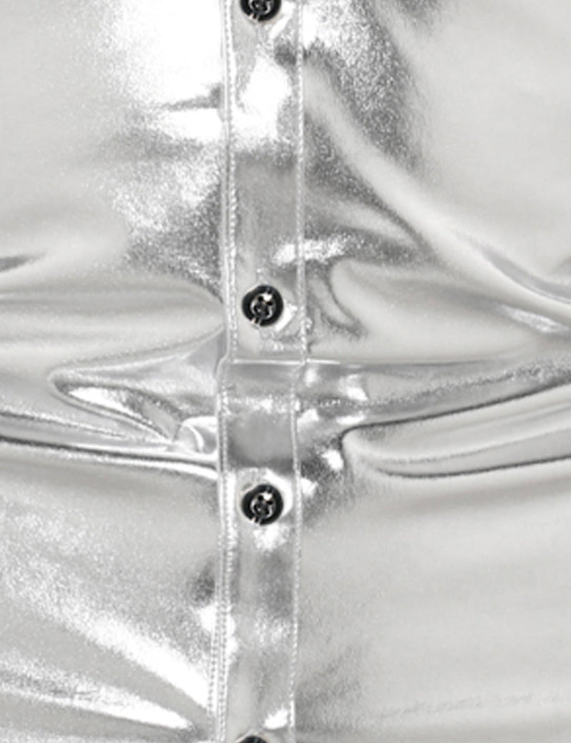 Men's Button Up Luxury Shiny Tuxedo Party Costume Long Sleeve Dress Shirt