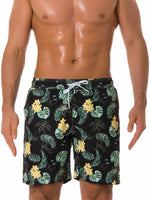 Men's Summer Tropical Floral Leaf Print Beach Shorts Swimming Trunks