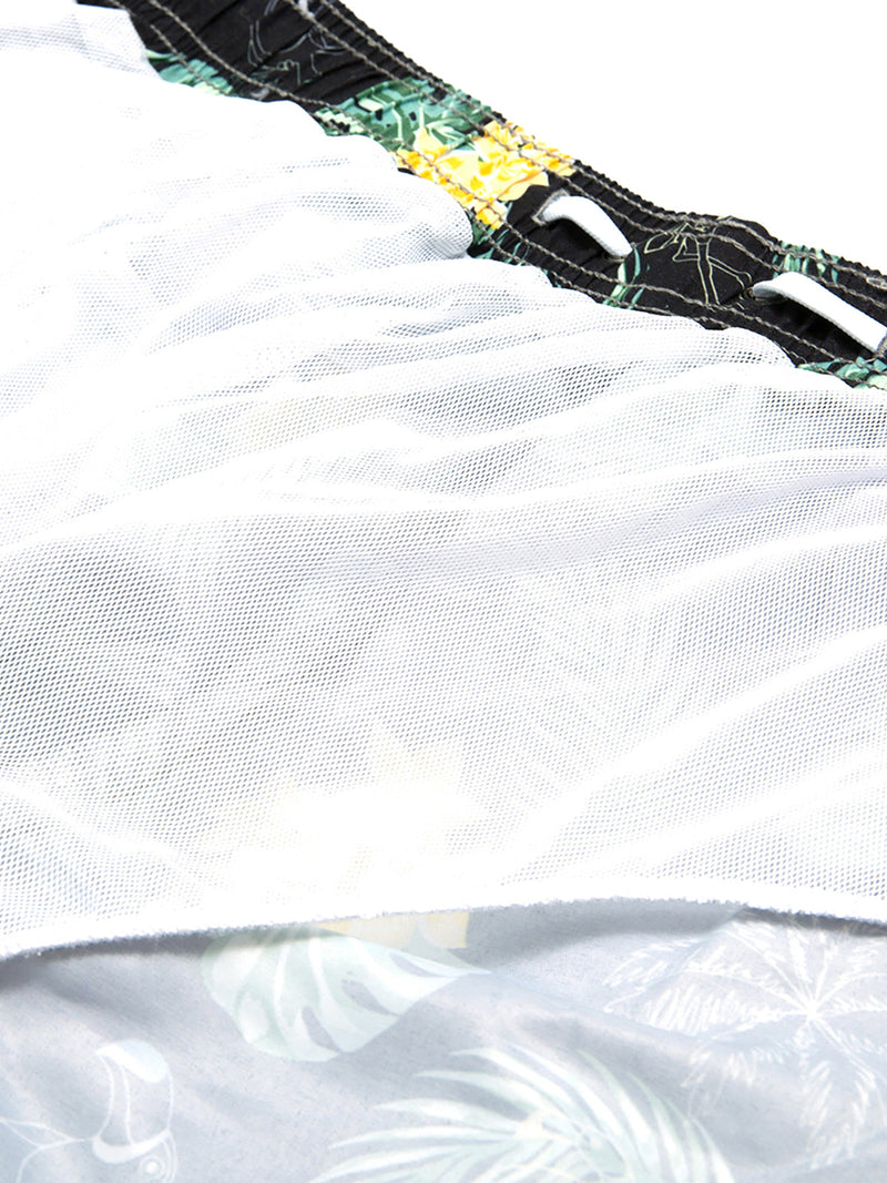 Men's Summer Tropical Floral Leaf Print Beach Shorts Swimming Trunks