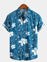 Men's Floral Printed Holiday Breathable Short Sleeve Shirt