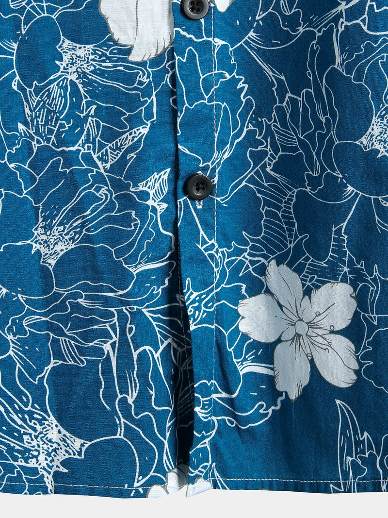 Men's Floral Printed Holiday Breathable Short Sleeve Shirt