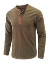 Men's Henry Collar Casual  Solid Color Long Sleeve T-Shirt