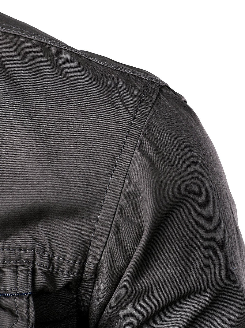 Men's Long Sleeve Lapel Pocket Cotton Army Outdoor Casual Shirt