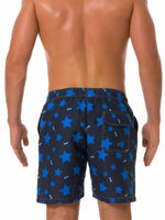 Men's Summer Casual Blue Stars Beach Shorts Swimming Trunks