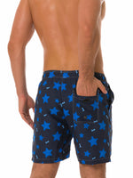 Men's Summer Casual Blue Stars Beach Shorts Swimming Trunks
