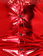 Men's Luxury Shiny Button Up Tuxedo Costume Long Sleeve Party Dress Shirt