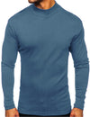 Men's Casual High-Neck Solid Color Long Sleeve T-shirt