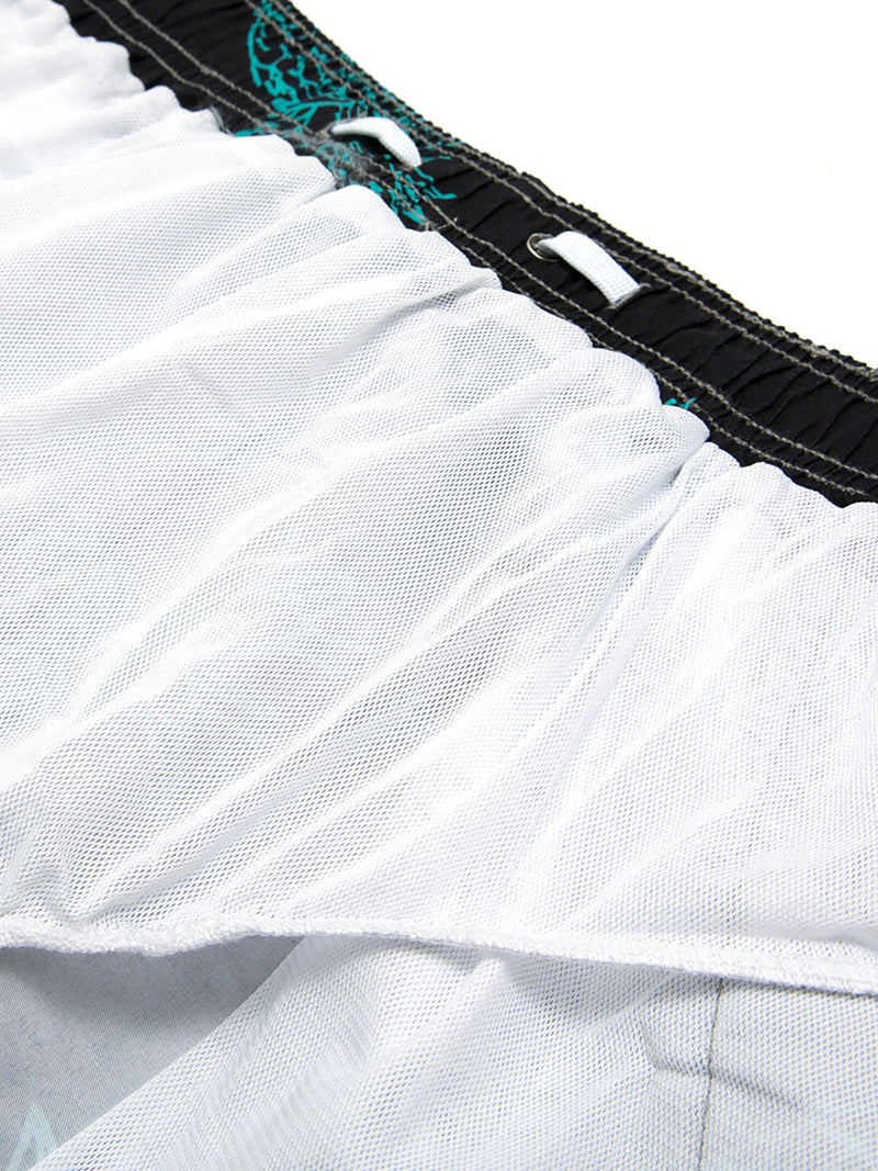 Men's Summer Pineapple Fruit Print Black Beach Shorts Swimming Trunks