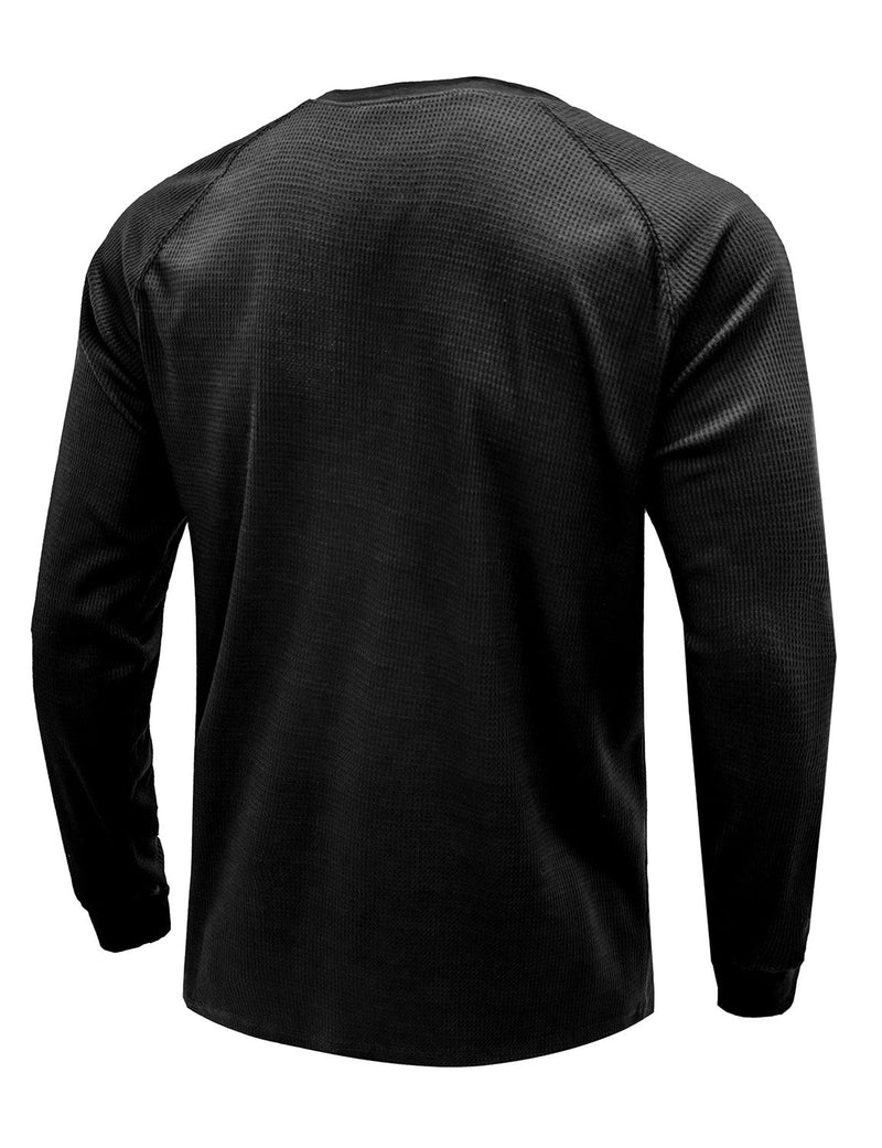 Men's  Solid Color Henry Collar Long Sleeve Casual T-Shirt