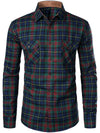 Men's Button Up Regular Fit Long Sleeve Plaid Flannel Casual Shirts