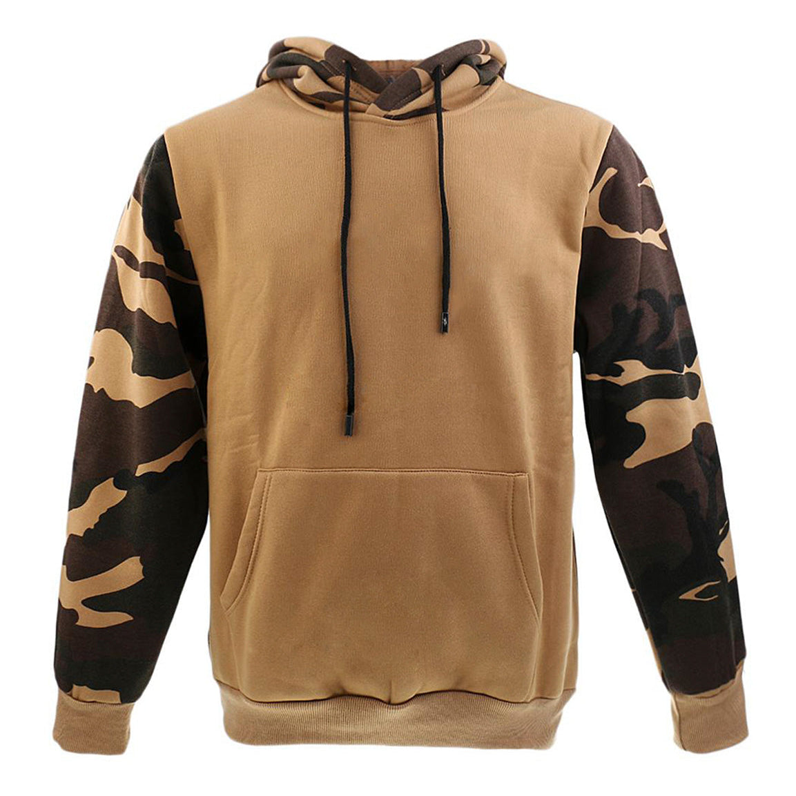 Men's Camo Solid Long Sleeve Casual Pullover Hoodie Fall Winter Sweatshirts