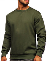 Men's Casual Round Collar Fall Winter Warm Long Sleeve Fleece Sweatshirt