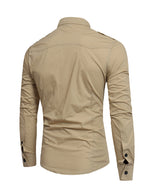 Men's Cotton Casual Pocket Hiking Outdoor Button Long Sleeve Shirt
