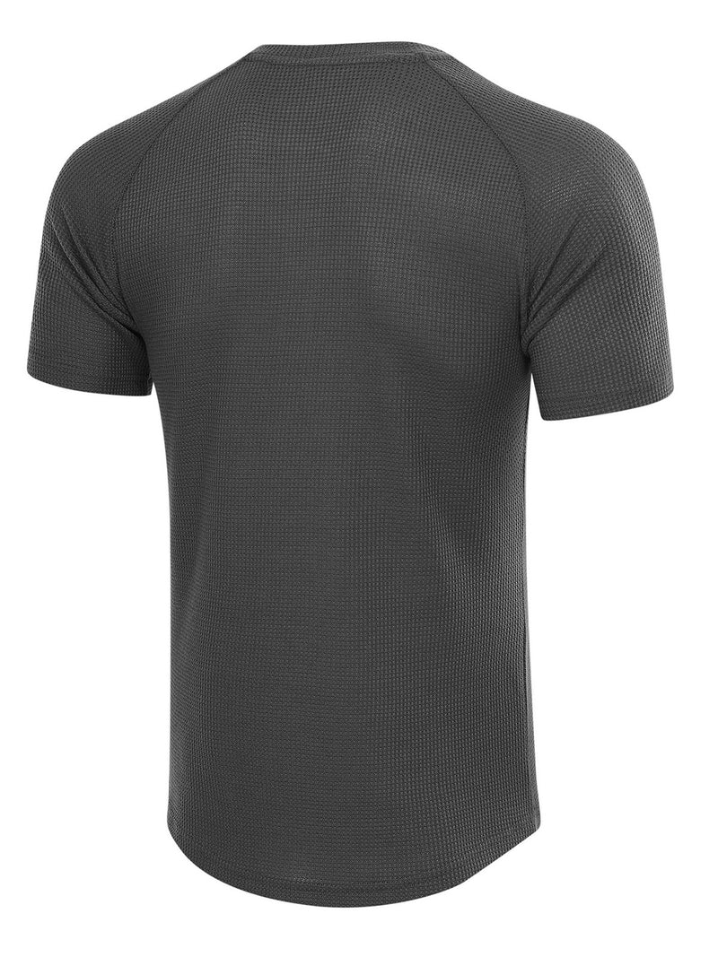 Men's Casual Solid Color Short Sleeve Henley T-shirt