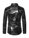 Men's Luxury Shiny Button Up Tuxedo Costume Long Sleeve Party Dress Shirt