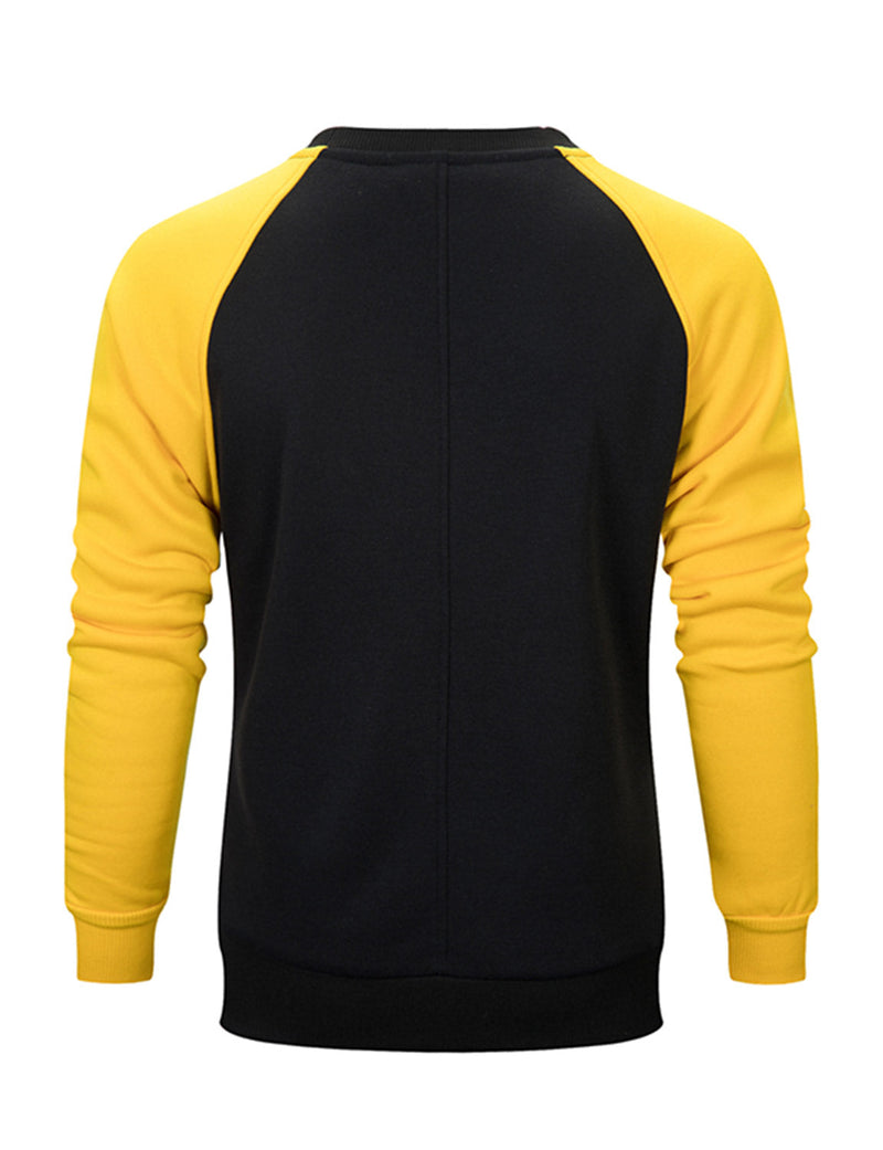 Men's Casual Color Block Round Long Sleeve Sweatshirt