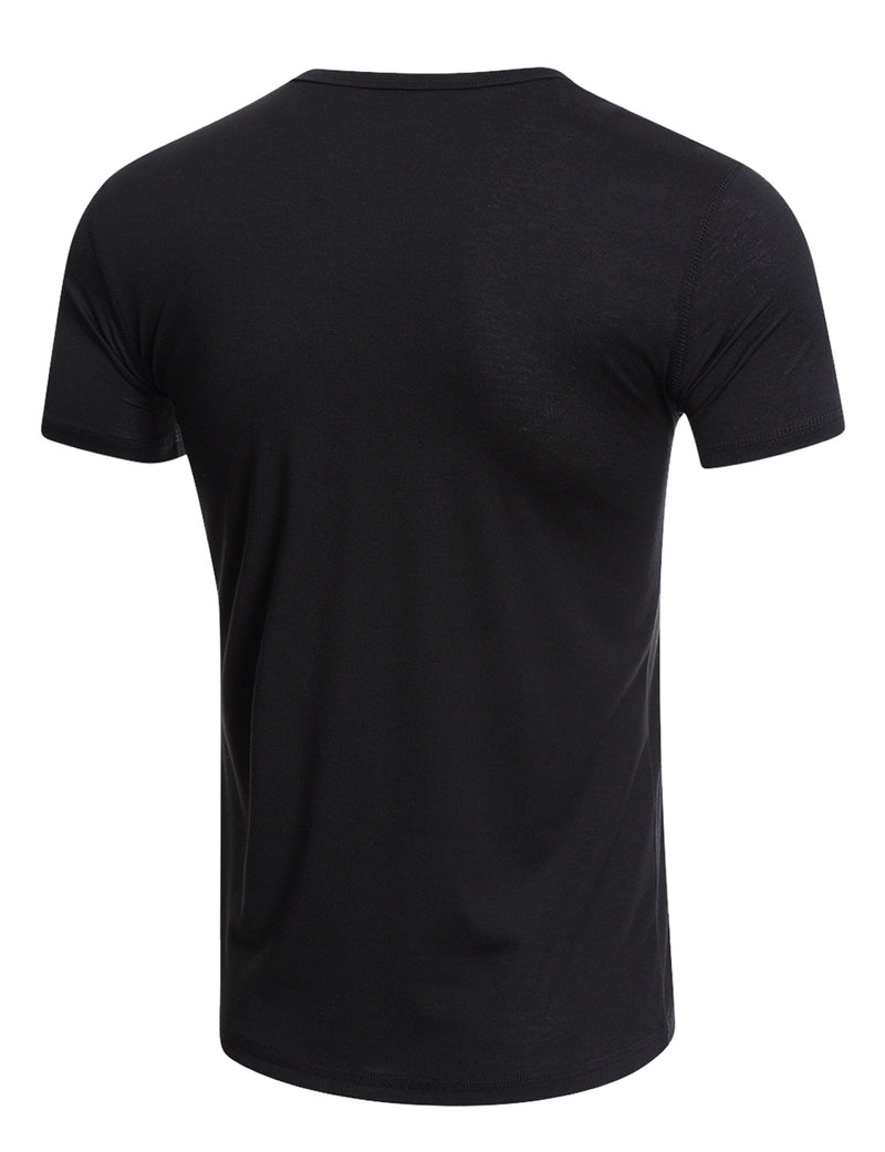 Men's Casual Solid Color Short Sleeve Henley T-shirt